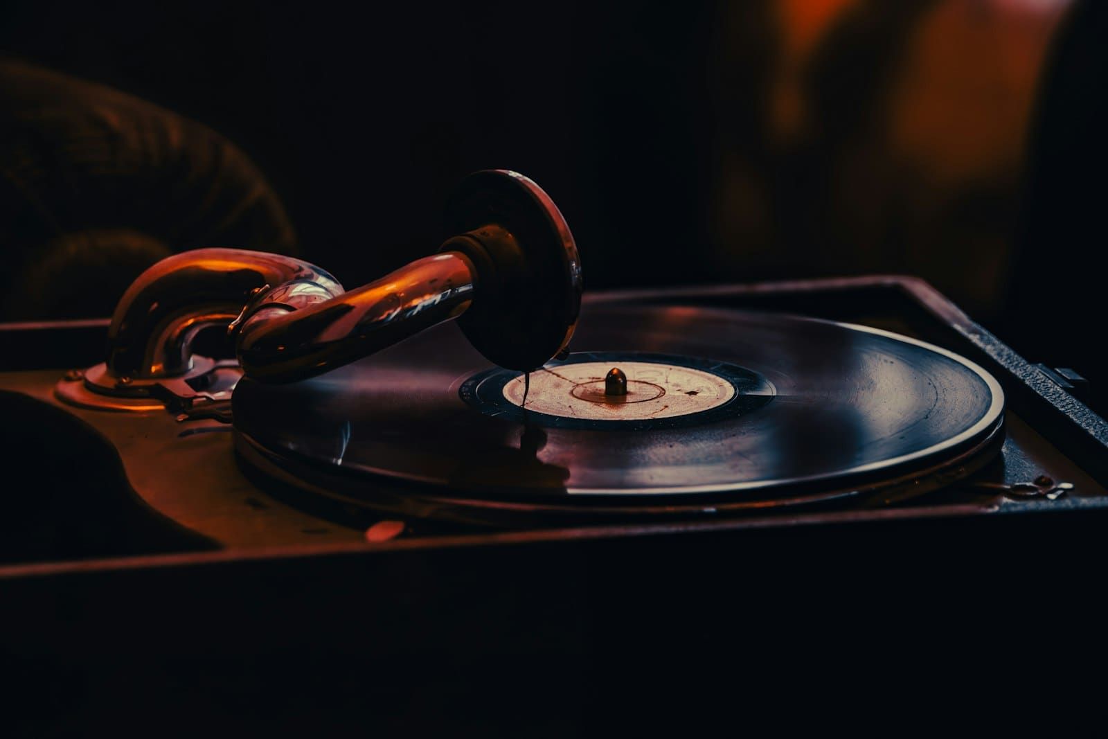 A vinyl record on a turntable, evoking music for focus