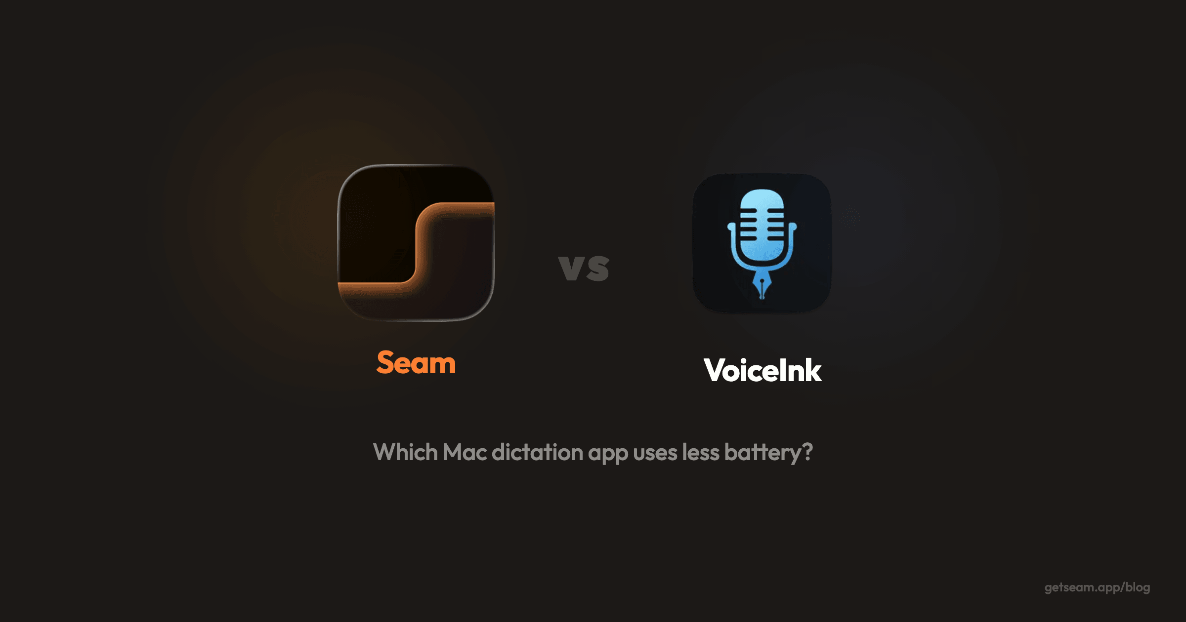 Seam vs VoiceInk comparison showing CPU usage: Seam ~12% vs VoiceInk 25.6%